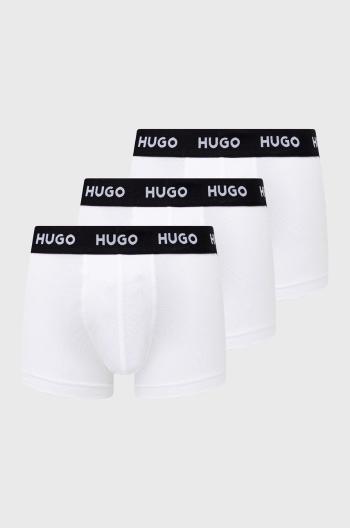 Boxerky HUGO (3-pack) pánské, bílá barva