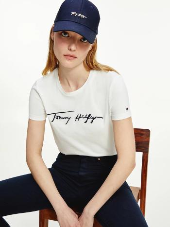 Tommy Hilfiger dámské bílé triko Regular Script - M (YBL)