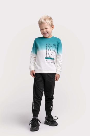 Dětská bavlněná košile s dlouhým rukávem Coccodrillo tyrkysová barva