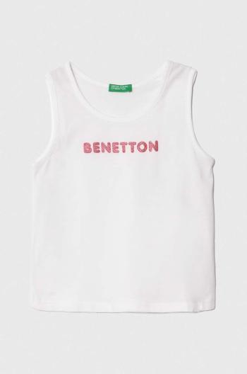 Dětský bavlněný top United Colors of Benetton bílá barva