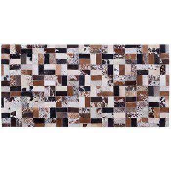 Hnědo-béžový kožený koberec 80x150 cm CESME, 74385 (beliani_74385)