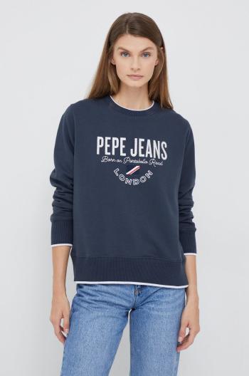 Bavlněná mikina Pepe Jeans dámská, tmavomodrá barva, s aplikací