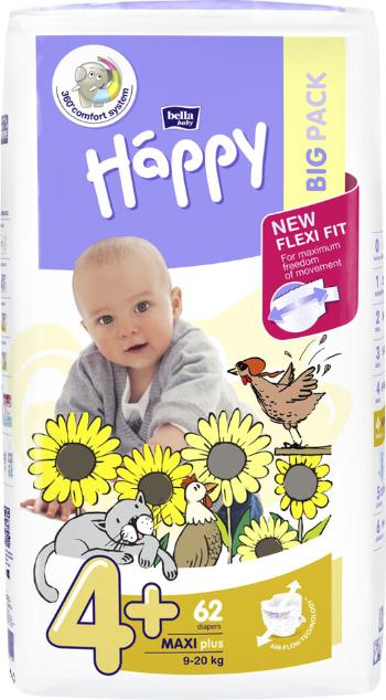 BELLA HAPPY Pleny jednorázové 4+ Maxi+ (9-20 kg) 62 ks - BIG PACK