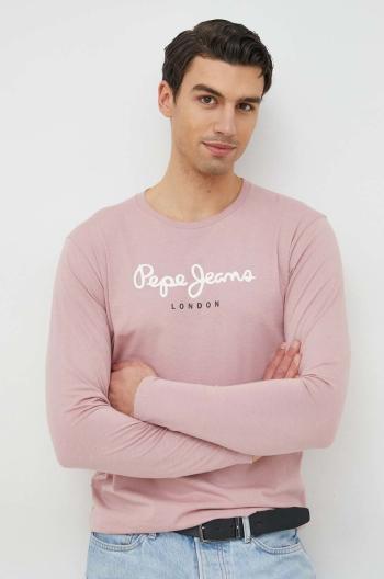 Bavlněné tričko s dlouhým rukávem Pepe Jeans Eggo Long N růžová barva, s potiskem