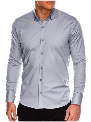 Pánská slim-fit košile s dlouhým rukávem K504 - šedá