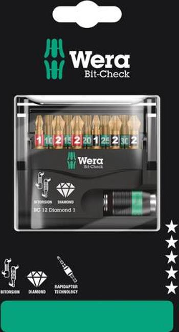 Sada bitů Bit-Check SB 12 Diamond 1, 12 ks Wera 05136392001 Bit-Check 12 Diamond 1 SB