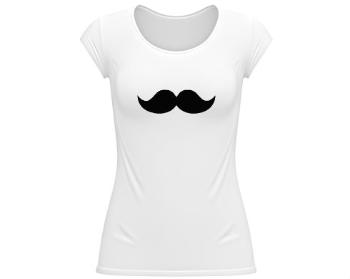Dámské tričko velký výstřih moustache