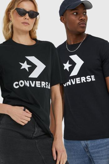 Bavlněné tričko Converse černá barva, s potiskem