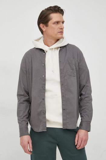Košile GAP pánská, šedá barva, regular, s klasickým límcem