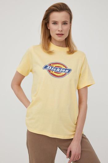 Bavlněné tričko Dickies žlutá barva