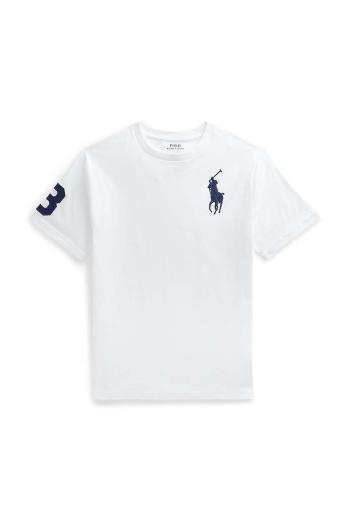 Dětské bavlněné tričko Polo Ralph Lauren bílá barva, s potiskem, 323832907037