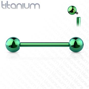 Šperky4U Piercing do jazyku TITAN, zelená barva - TIT1053G