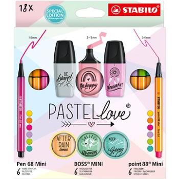 STABILO Pastellove - 18 ks - jemné linery, prémiové vláknové fixy a zvýrazňovače (4006381590365)