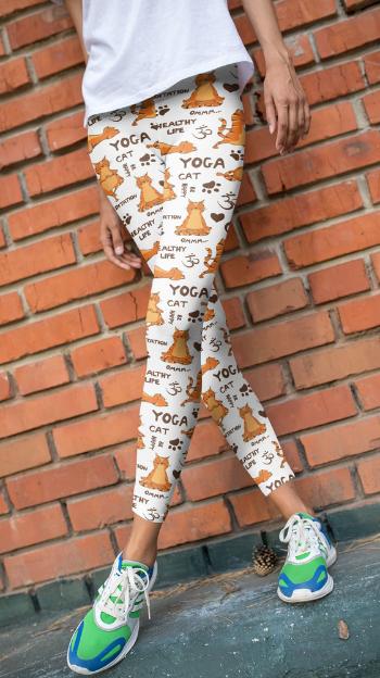 Dámské legíny – Cat yoga (Velikost legín: XL/XXL)