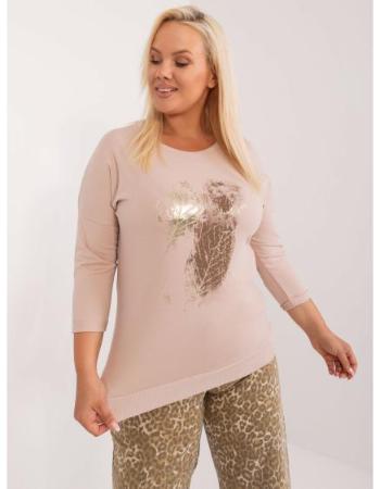 Dámská halenka plus size s potiskem béžová 