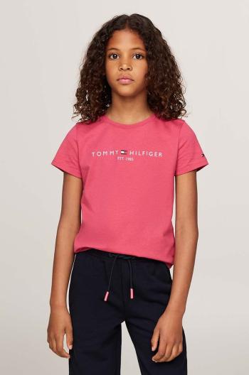 Dětské bavlněné tričko Tommy Hilfiger růžová barva, KG0KG05242