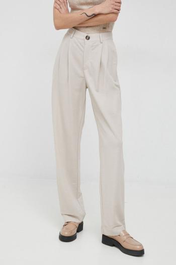 Kalhoty Pepe Jeans Colette dámské, béžová barva, jednoduché, high waist