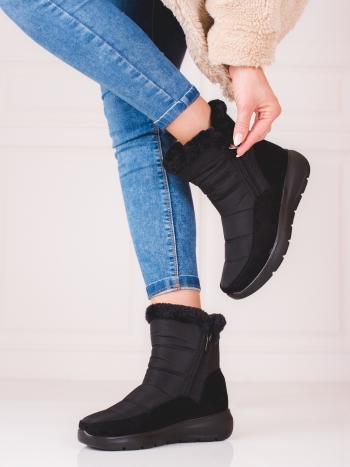 Originální černé  kotníčkové boty dámské bez podpatku