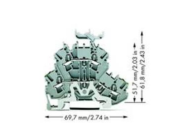 Dvojitá svorka ochranného vodiče WAGO 2002-2257, osazení: Terre, L, pružinová svorka, 5.20 mm, šedá, 50 ks