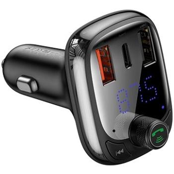 Baseus T-Typed FM Transmitter Bluetooth + nabíječka USB-C / microSD 5A, černá (BAS97166)