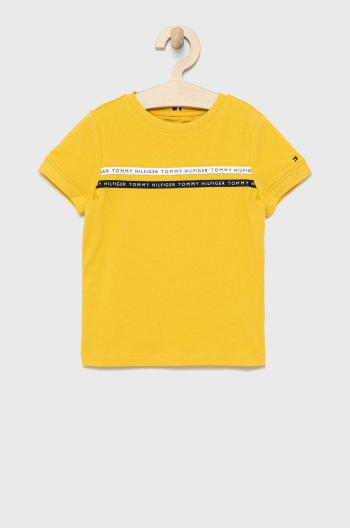 Dětské tričko Tommy Hilfiger žlutá barva, s aplikací