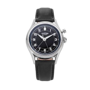 Vulcain Cricket Classique 36 mm - Black/White/Blue - Black Plain