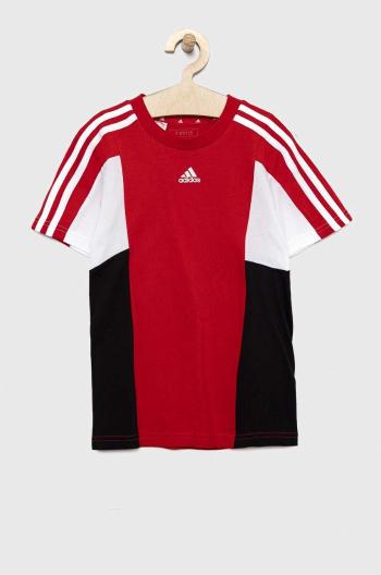 Dětské bavlněné tričko adidas U 3S CB TEE červená barva