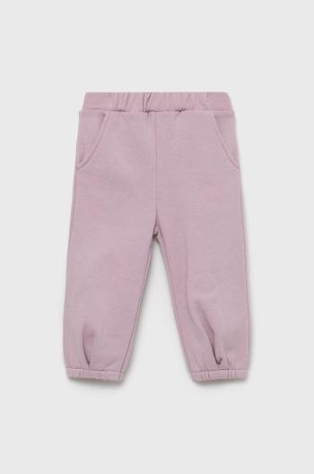 Dětské bavlněné kalhoty United Colors of Benetton fialová barva, hladké