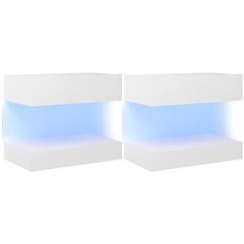 LED Noční stolky 2 ks bílé 60 × 35 cm dřevotříska (3079680)