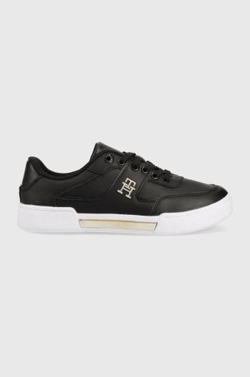 Kožené sneakers boty Tommy Hilfiger Th Prep Court Sneaker černá barva