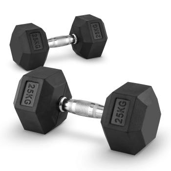 Capital Sports Hexbell 25 Dumbbell, pár jednoručních činek, 25 kg