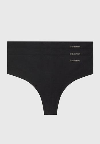 Dámské bezešvé tanga Calvin Klein QD3558E UB1 3PACK S Černá