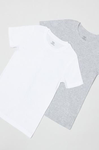 Dětské bavlněné tričko OVS (2-pack) šedá barva, hladký