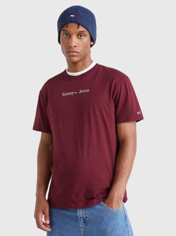 Tommy Jeans pánské vínové tričko - M (VLP)