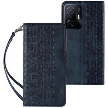 Magnet Strap knížkové kožené pouzdro na Xiaomi Redmi Note 11, modré (HUR250518)