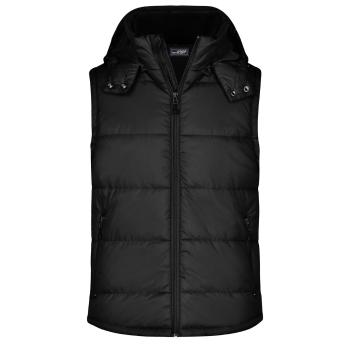 James & Nicholson Pánská zimní vesta s kapucí JN1004 - Černá | XL