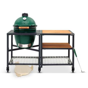 Gril na dřevěné uhlí M 38 cm, + pojízdný stůl + ConvEGGtor + pohrabáč, Big Green Egg