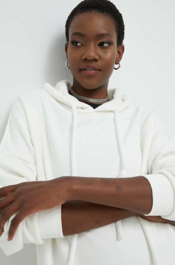 Mikina Answear Lab dámská, bílá barva, s kapucí, hladká