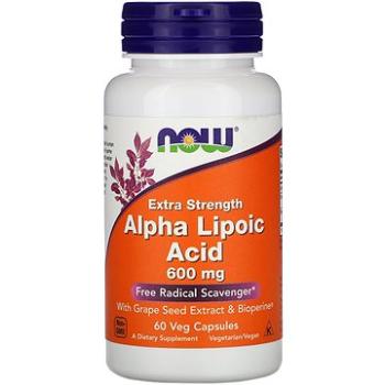 NOW Foods ALA (kyselina alfa lipoová), Extra Strength, 600 mg, 60 rostlinných kapslí (718)