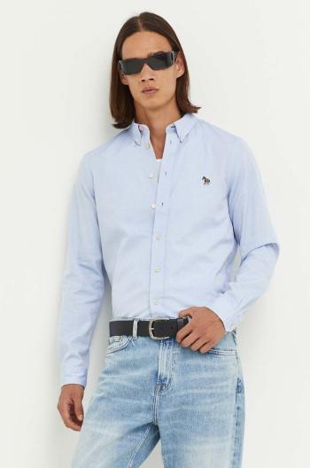 Košile PS Paul Smith bílá barva, slim, s límečkem button-down, M2R.599R.FZEBRA