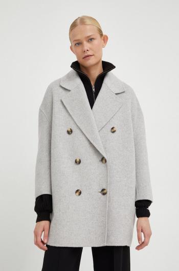 Vlněný kabát American Vintage šedá barva, přechodný