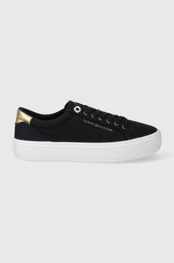 Tenisky Tommy Hilfiger ESSENTIAL VULC CANVAS SNEAKER dámské, tmavomodrá barva, FW0FW07682