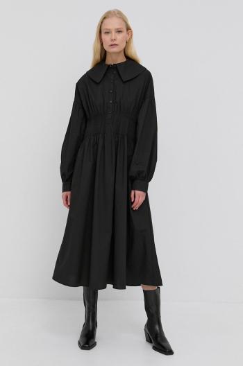 Bavlněné šaty Birgitte Herskind Freja černá barva, midi, áčkové