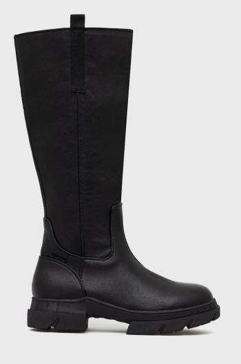 Kozačky Wrangler Atlanta Boot Extra dámské, černá barva, na plochém podpatku