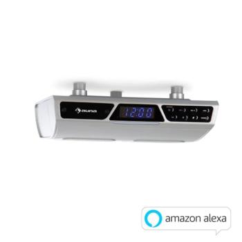 Auna Intelligence, kuchyňské rádio, WLAN, hlasové ovládání Alexa, hands-free systém, stříbrné