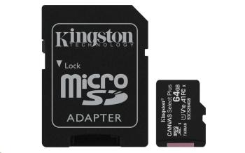 Kingston MicroSDXC karta 64GB micSDXC Canvas Select Plus 100R A1 C10 Card + SD adaptér