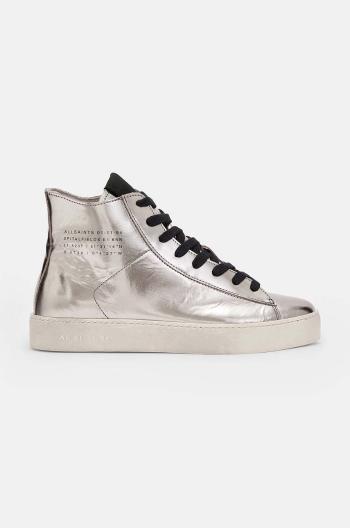 Kožené kecky AllSaints Tana Met High Top dámské, stříbrná barva, W118FB