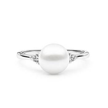 GAURA Stříbrný prsten s bílou perlou a zirkony - velikost 51 - GA4011W-51
