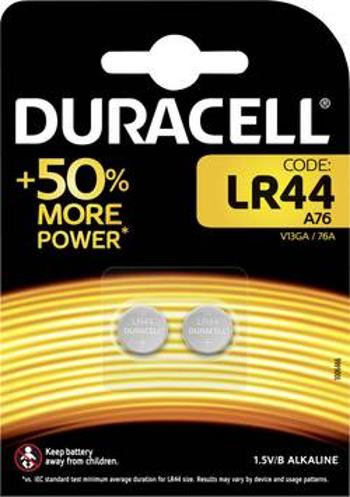 Knoflíková baterie LR 44 Duracell AG13, alkalicko-manganová, 2 ks