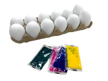Velikonoční sada k malování vajíček - 12 umělých vajíček a barvy - 